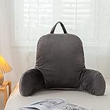 Donaness Crystal Velvet Grey Reading Pillow Bed Rest for Sitting Wedge Large Adult Backrest Lounge C