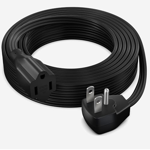 Maximm Extension Cord Heavy Duty (25 Feet) Flat Wire 3-Prong Flat Plug 14 AWG Power Cord - UL Certified Black Ideal for Home and Office Use Appliances Electronics Power Tools