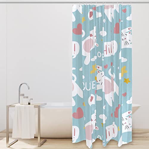 Rideau de douche imperméable chat de 183x183 cm pour salle de bain