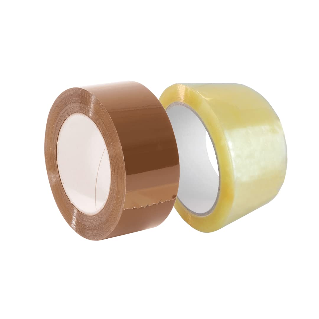 Stickezzy Brown and Transparent Cello Tape | Pack of 2 | 48mm x 65 Meter (2 Inch) | for E-Commerce Packaging, Decorating, Office and DIY Office/Home use (B0C36Z198B) Amazon Price History, Amazon Price Tracker