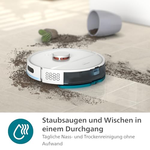 PHILIPS Homerun Serie 2000: 2-in-1 Saug- und Wischroboter, 130 Minuten Laufzeit, Lasernavigation, Teppichboost, App-gesteuert, Mitternachtsblau (XU2000/10)