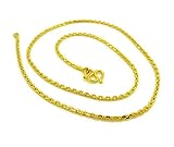arrawana77 24k Thai Yellow Gold Plated Thin Chain Necklaces 18 inch Long Mini Cross Chain 2 mm Fashi
