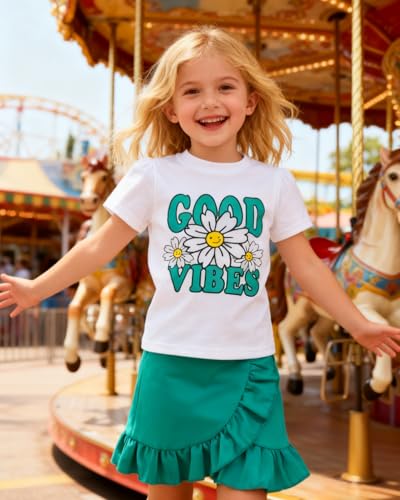 Image of Kids Toddler Girl Summer Clothes Letter Printed T-Shirt Top+ Floral Skirt 2pcs Girl's Skirt Set