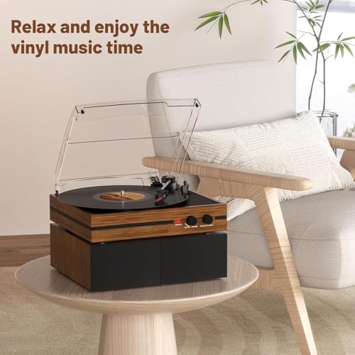 Vinyl Record Player with Dual Stereo Bookshelf Speakers Vintage Belt Drive Bluetooth Turntable with External Speakers,Convert Vinyl to MP3,LP Players AUX Headphone Input RCA Out - Les Beatles, Paul McCartney, John Lennon, RIngo Starr, George Harrison Vinyl Record Player with Dual Stereo Bookshelf Speakers Vintage Belt Drive Bluetooth Turntable with External Speakers,Convert Vinyl to MP3,LP Players AUX Headphone Input RCA Out – Image 7
