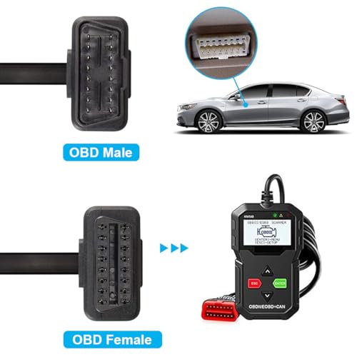Image of STHIRA OBD2 Extension Cable, 16 Pin Extension Cable for OBDII Scanner, 23.6'' Ultra-Thin OBDII Male to Female Extension Cable Diagnostic Extender Cord Adapter
