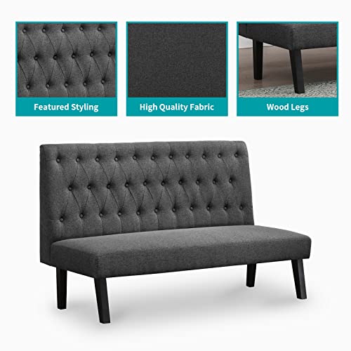 Balus Linen Fabric Loveseat Sofa, Modern Small Sofa Couch, Tufted Loveseat, Tufted Leisure Sofa For Living Room, Bedroom, Office (Dark Grey) #TOP3