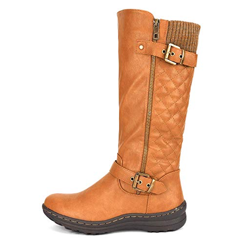 DREAM PAIRS Women's Faux Fur Knee High Boot Round Toe Fall Winter Boots,Size 6,Camel,URVA