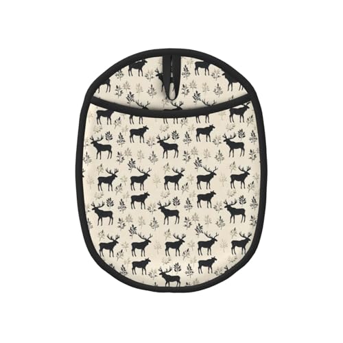 Soporte para ollas con estampado de silueta de alce para cocina, 1 unidad, guantes de horno resistentes al calor, almohadillas calientes con bolsillo, soportes de silicona con lazo para colgar