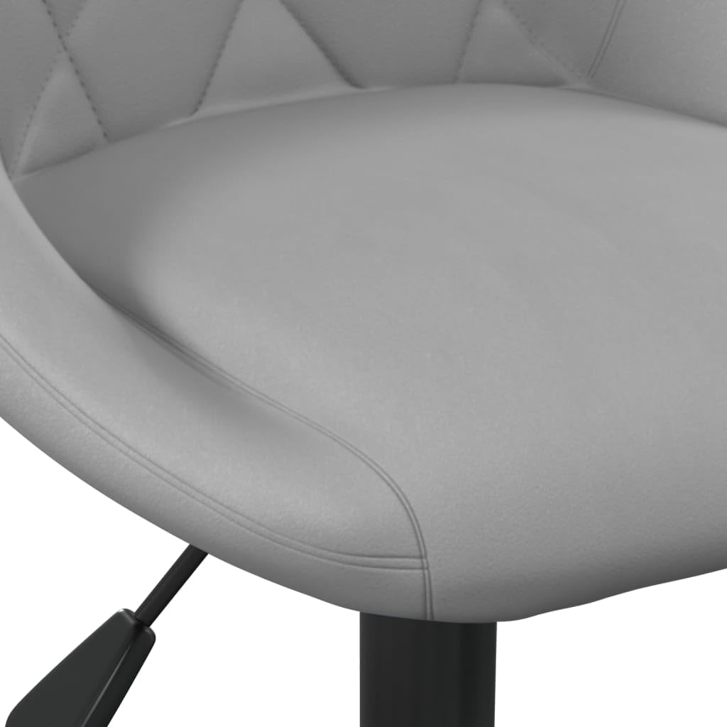 Taburete de bar con reposapiés, giratorio 360 grados, terciopelo gris claro, altura regulable con muelle de gas, estructura de acero con recubrimiento de polvo negro, carga máxima 110 kg