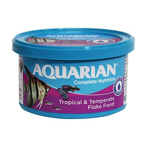 AQUARIAN Complete Nutrition, Aquarium Tropical Fish Food Flakes, 25g Container Cover