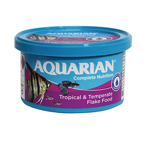 AQUARIAN Complete Nutrition Aquarium Tropical Fish Food Flakes 25g Container