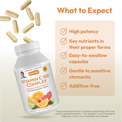 Andrew-Lessman-Vitamin-C-500-Complex-180-Capsules--Non-Acidic-Vitamin-C-Plus-Citrus-Bioflavonoids-for-Immune-System-and-Anti-Oxidant-Support-No-Stomach-Upset-Small-Easy-to-Swallow-Capsules