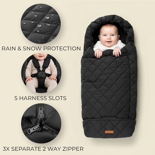 Warm and Cozy Winter Stroller Cover for Baby - Waterproof Bunting Bag with Soft Fleece Lining and Universal Fit for Strollers - Protective Footmuff Blanket for Ultimate Comfort in Wind, Rain & Snow - 3