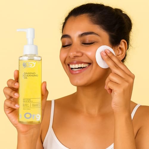 Image of Ginseng Cleansing Oil | Lightweight Makeup Remover with Ginseng Root Extract, Jojoba Oil & Vitamin E | Effectively Removes Waterproof Makeup & SPF | Helps Brighten & Moisturize Skin | Non-Comedogenic, Preservative & Fragrance Free | 100 ml (Pack of 1)