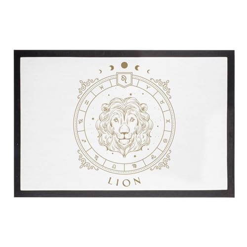 Paillasson lion cartomancie blanc tapis zodiaque astres tarot 75x50 - 2