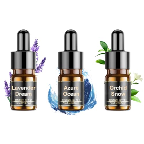 Ceeniu Essential Oils Set - F21 Essential Oils Refill for Car Diffuser, 12ml (3 Pack), Long-Lasting Natural French Fragrance, Three Scents for Car, Up to 3 Months Use with Reusable Ceramic Ring