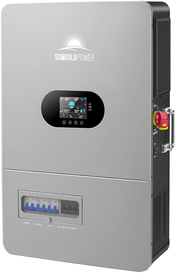 SUNGOLDPOWER 12000W 48V Solar Inverter,120V/240V Split Phase Pure Sine Wave All-in-One Inverter with Dual 22A MPPT,PV RSD,200A Charger, Parallel 6 Units for Off-Grid Home,RV,Farm(FR12K-B)