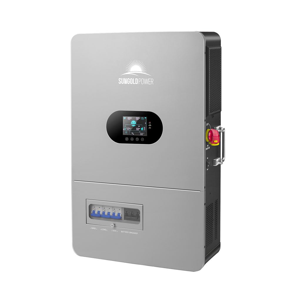 SUNGOLDPOWER FR12K-B 12000W 48V All in one Solar Inverter, 120V/240V Split-Phase AC Input/Output (Selectable), Dual MPPT, 13200W PV Input, 200A Battery Charger, for Off Grid, Home, Cabin and Farm