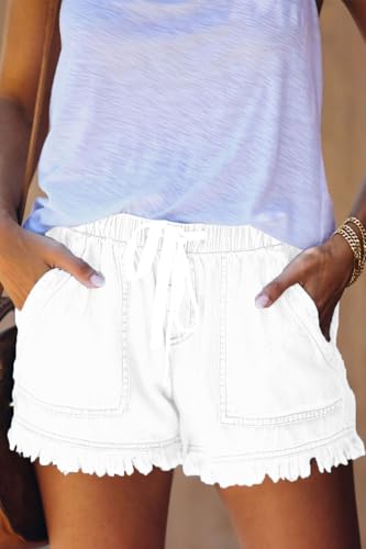 Image of YOCUR Womens Lightweight Shorts Casual Baggy Trendy Hot Pants Elastic Waist Drawstring Comfy Shorts