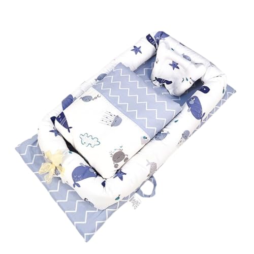 WXQベッドインベッド 折りたたみ式 枕付き 持ち運びベビーベッド 出産祝い 通気性 洗濯可能 0ヶ月〜 赤ちゃんとの添い寝に 長く活用 (#9)