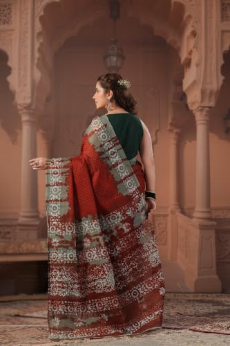 Image of TAMAIRA FASHION Mulmul Pure Cotton Saree For Woman Batik Printed|Office Wear Daily Wear Sarees For Women Without Blouse Piece (Available in 13 Colours)