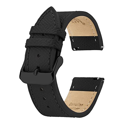 Ritche Christmas Gift Quick Release Black Leather Watch Bands for Men Women 18mm Watch Band Replacement Compatible with fossil Gen 4/5E 42mm, White Elephant Gifts, Stocking Stuffers for Men