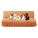 YQWUIJS Fundas elásticas para sofá sin Brazos, Funda para sofá Cama sin reposabrazos, Funda para futón con faldón para Sala de Estar y Dormitorio (Naranja, pequeña)
