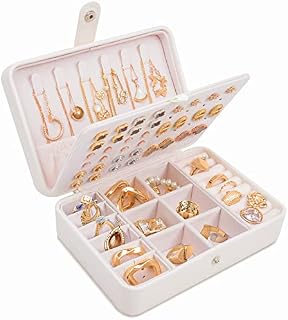 TRINIDa Jewellery Box Organiser, Travel Jewellery Box for Girls, Portable PU Leather Storage Case with Removable Partition, Small Jewellery box for Rings & Earrings & Necklace & Bracelets