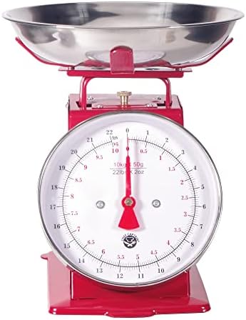 Kitchen Scale White Metal With A Stainless Steel Tray (22-Pound) (RED)