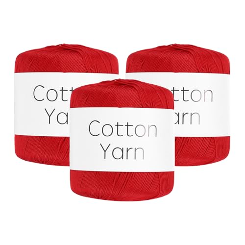 Rebower Cotton Yarn,100% Cotton Soft Knitting Yarn Red