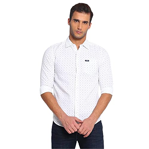 Image of Wrangler Men White Printed Slim FiT-Shirt