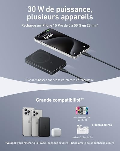 Batterie Externe ANKER MagGo 10 000 mAh Chargeur Rapide Qi2 Compatible MagSafe - vue 8