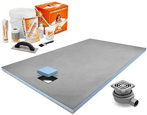 ProWarm™ End drain wet room shower tray 1500mm x 800m with Drain and Installation Kit