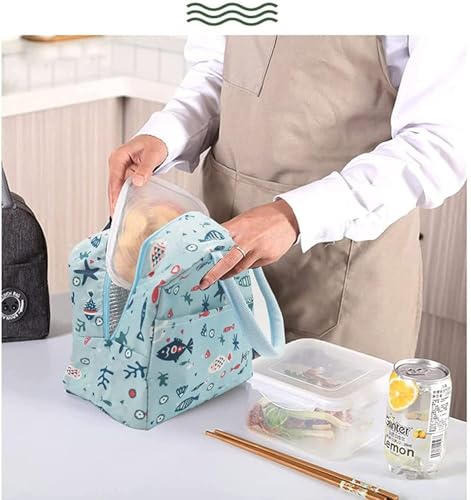 Image of AOXITOLarge Insulated Lunch Bag for Office Men, Women, Kids School, Travel Tiffin Bag Pouch, Hot & Cold Lunch Box Bags for Boys, and Girls (Blue Leaf) (Sky Blue) Polyester, 10 Liters