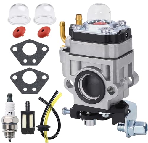 Carburador para 52cc 49cc 43cc Desbrozadora, JRISBO Repuestos de Motor compatibles con BU-KO 52 CC Desbrozadora Carburetor Kit incluyen Junta, Bujía, Válvulas, Filtro de Aire