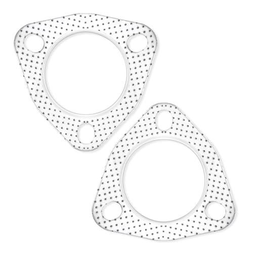 Junecarp JUNECARP-PAI QI DIAN-0905 2Pcs 2.5"Exhaust Gasket Set,3-Bolt Exhaust Flange Gasket With High Sealing,Multifunctional Car Accessories Header/Muffler/Catalytic Converter Gasket cover