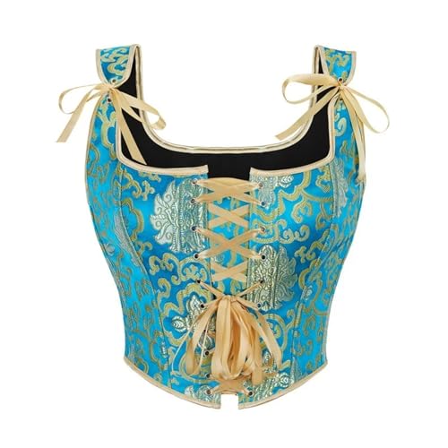 Corset gilet rétro à lacets jacquard et ceinture minceur vintage