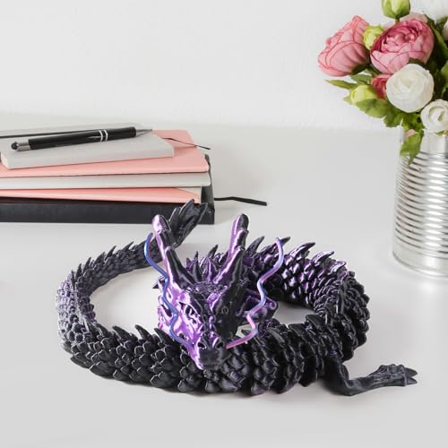 WUALAIER 21” 3D Printed Dragon Toy Articulated Crystal Dragon Perfect as a Fidget Toy or Executive Desk Decor Ideal for Home Office and Collectors