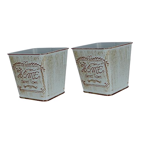 Milisten 2pièces Seau à Fleurs Seau à Jardinière Rétro Pot à Plantes Métal Décor De Jardin