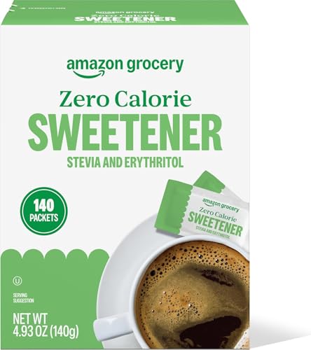 Image of Amazon Grocery, Zero Calorie Stevia and Erythritol Sweetener Packets, 140 Ct