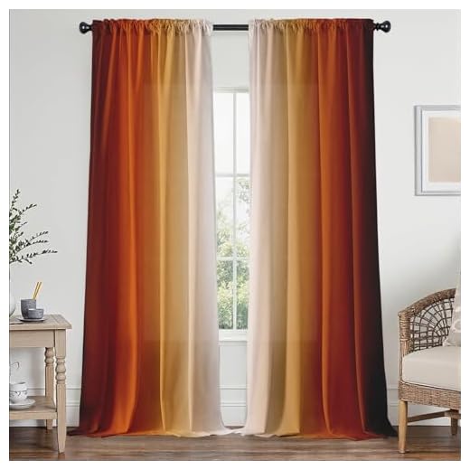 Burnt Orange Curtains 84 Inch Length for Living Room 2 Panel Set Burnt Orange and Terracotta Window Curtain Rust Orange Ombre Gradient Light Filtering Curtains Modern Abstract Drapes