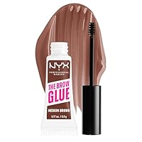 NYX Professional Makeup Brow Gel, The Brow Glue, Tinted Eye Brow Gel, Instant Brow Styler for Laminated Brow Look with 24 Hour Extreme Hold, Non-Sticky, Medium Brown