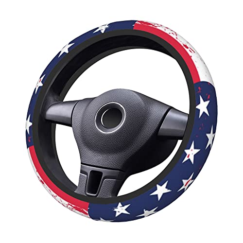 Muatfoan Steering Wheel Cover, Bright American Flag Steering Wheel Cover, 15In Non-Slip Car Wheel Cover Protector Breathable Fit For Most Cars #TOP3