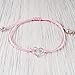 Pink Womens Friendship Bracelet, Small Handmade Sterling Silver 925 Open Heart Shaped Charm, Pull Adjustable Kindred Cord Thread. Perfect Small Gift