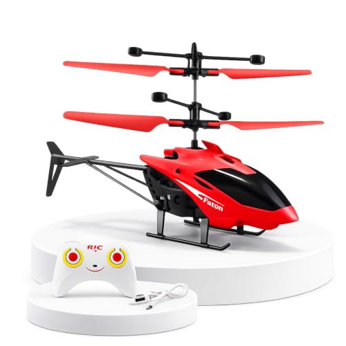 Image of RC Helicopter with Hand Gravity Sensor for Kids 4+, Flying Remote Control Helicopter Toy, Chargeable with 3D LED Light & Smart Safety Sensor, Indoor Outdoor Play, Gift for Boys & Girls (RED)
