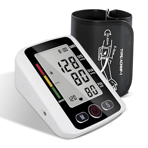 Ecoret-Pro Misuratore di pressione, Misuratore Pressione LCD Digitale, Automatico di Pressione Sanguigna del Polso del Monitor di Battimento di Cuore Frequenza di Polso, Schermo grande - Bianco