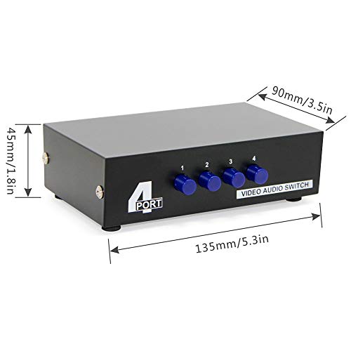 Panlong 4-Way Av Switch Rca Switcher 4 In 1 Out Composite Video L/R Stereo Audio Selector Box For Dvd Stb Game Consoles #TOP4