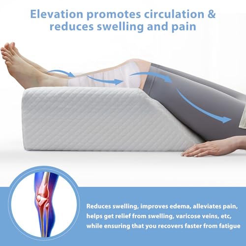 HUEIFY Travesseiro de perna de espuma viscoelástica de 20 cm, travesseiro de elevação de perna para