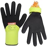 LOCCEF 2 Pairs Winter Work Gloves for Men and Women, Freezer Gloves for Work Below Zero, Thermal Insulated, Super Grip(Yellow, 10/XL)
