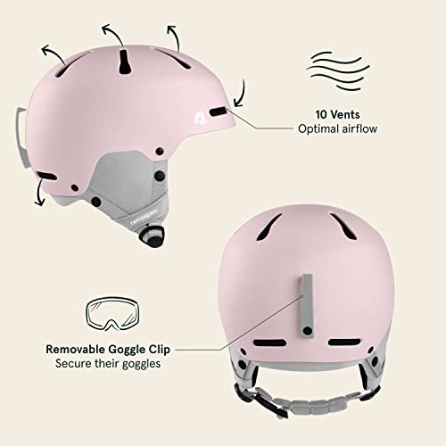 Retrospec Comstock Youth Ski & Snowboard Helmet For Kids - Durable Abs Shell, Protective Eps Foam & Cooling Vents - Adjustable Fit For Boys & Girls - Matte Rose, 48-51Cm X-Small #TOP3